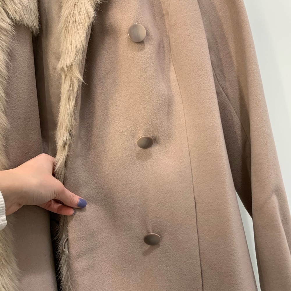 Dennis Basso Faux Fur Trim Wrap Coat NWOT - Picture 4 of 11